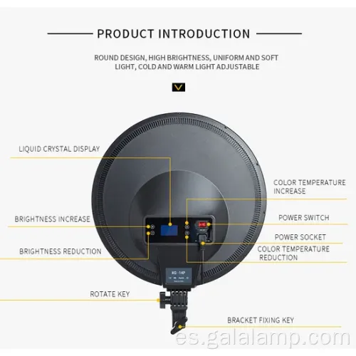 Luz de panel LED profesional de 14 pulgadas para transmisión en vivo